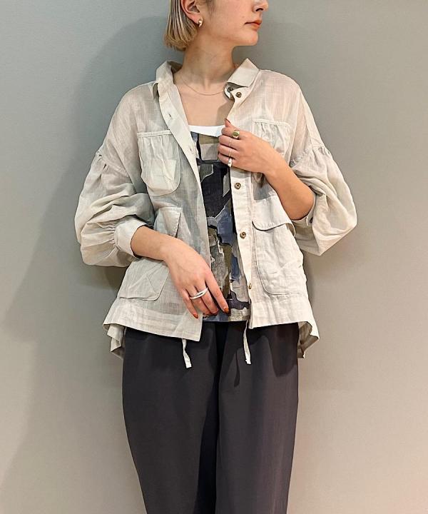 コットンラミースラブローン　シャツジャケット